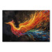Canvas Art Print Firebird - Painterly Phoenix Rushing With the Wind on a Black Background 159526