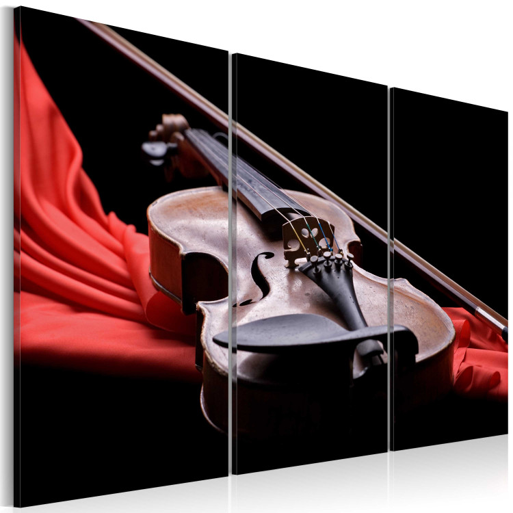 Canvas Velvet violin - a musical instrument on a red fabric 59026 additionalImage 2