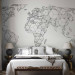 Photo Wallpaper World Map - Black and White Composition with Sketched Continents 60026 additionalThumb 2