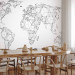 Photo Wallpaper World Map - Black and White Composition with Sketched Continents 60026 additionalThumb 7