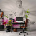 Wall Mural Buddhism - Meditating Buddha on a water surface with orchids on a white background 61426 additionalThumb 4
