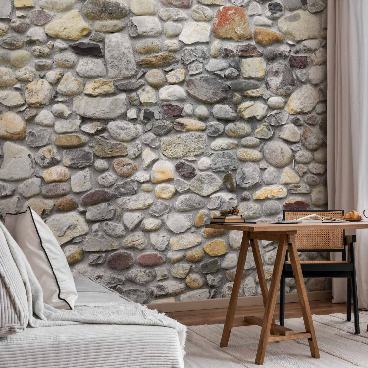 Photo Wallpaper Stone road - background in grey with irregularly textured stones 93026 additionalImage 4