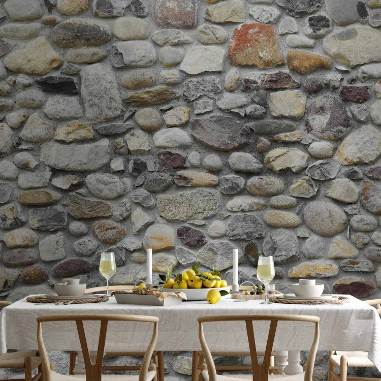 Photo Wallpaper Stone road - background in grey with irregularly textured stones 93026 additionalImage 6