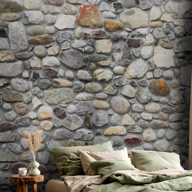 Photo Wallpaper Stone road - background in grey with irregularly textured stones 93026 additionalImage 2