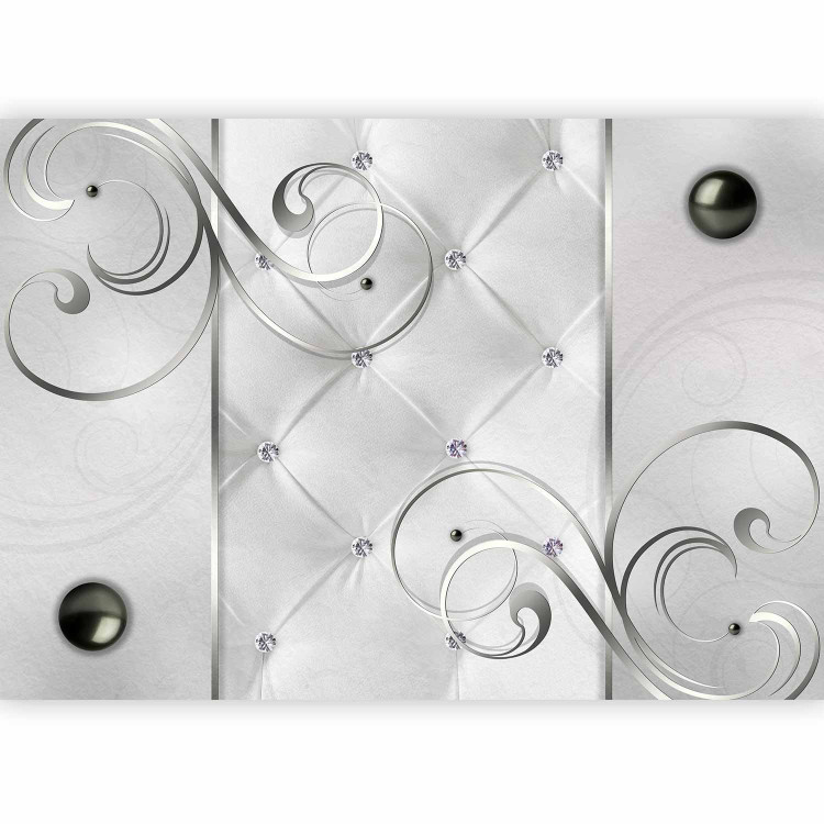 Wall Mural Elegant silver - background in quilted pattern with diamonds and ornaments 97126 additionalImage 1