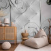 Wall Mural Elegant silver - background in quilted pattern with diamonds and ornaments 97126