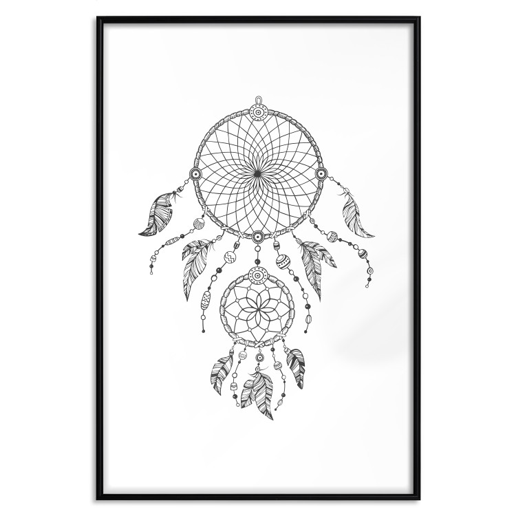 Poster Dreamcatcher - black and white simple composition with a tribal amulet 114636 additionalImage 15