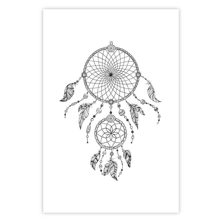 Poster Dreamcatcher - black and white simple composition with a tribal amulet 114636 additionalImage 19