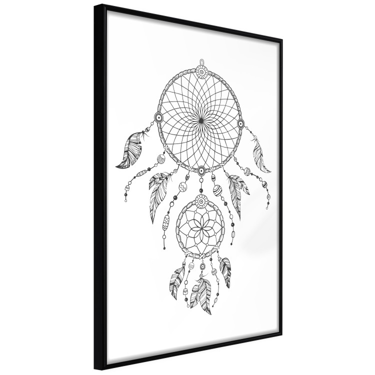 Poster Dreamcatcher - black and white simple composition with a tribal amulet 114636 additionalImage 10