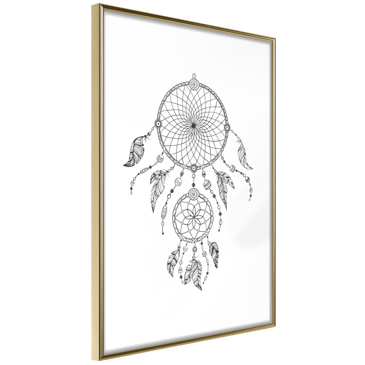 Poster Dreamcatcher - black and white simple composition with a tribal amulet 114636 additionalImage 6