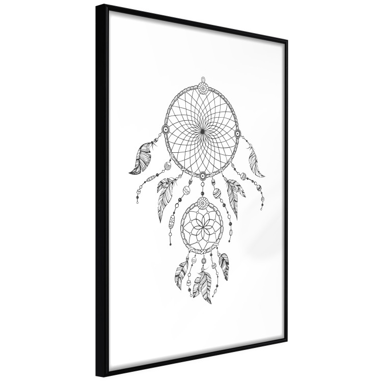 Poster Dreamcatcher - black and white simple composition with a tribal amulet 114636 additionalImage 11