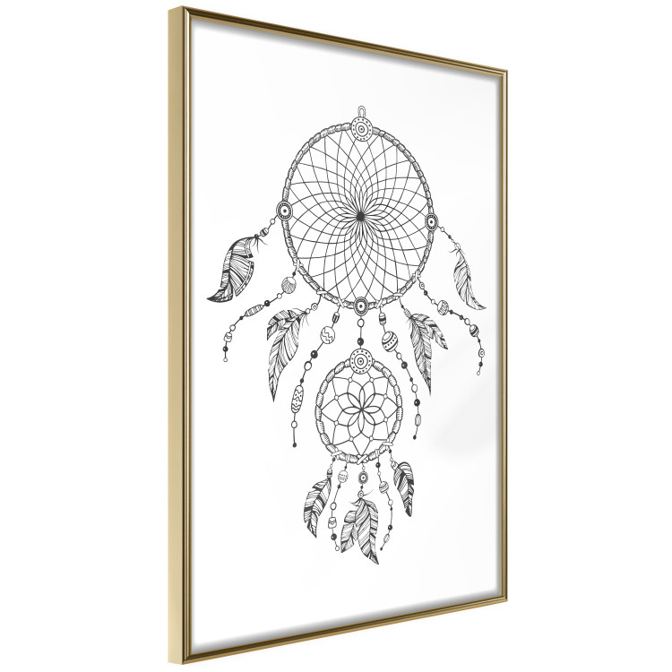 Poster Dreamcatcher - black and white simple composition with a tribal amulet 114636 additionalImage 12