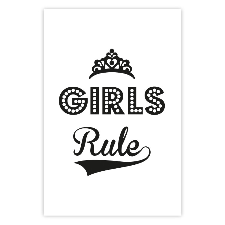 Wall Poster Girls Rule - black and white composition with decorative English texts 114736 additionalImage 19