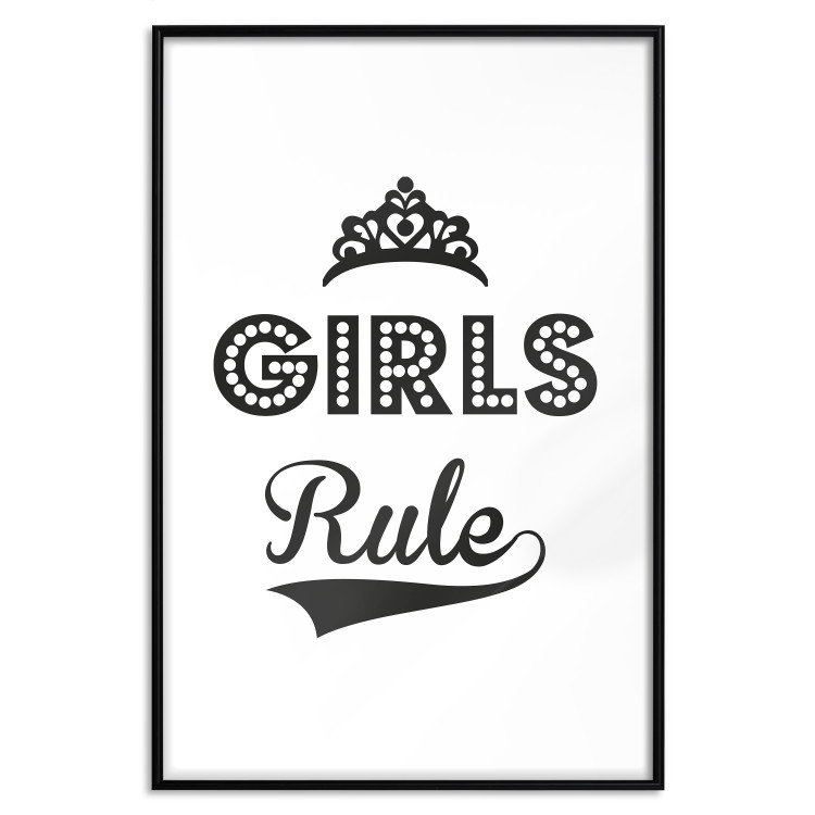 Wall Poster Girls Rule - black and white composition with decorative English texts 114736 additionalImage 15