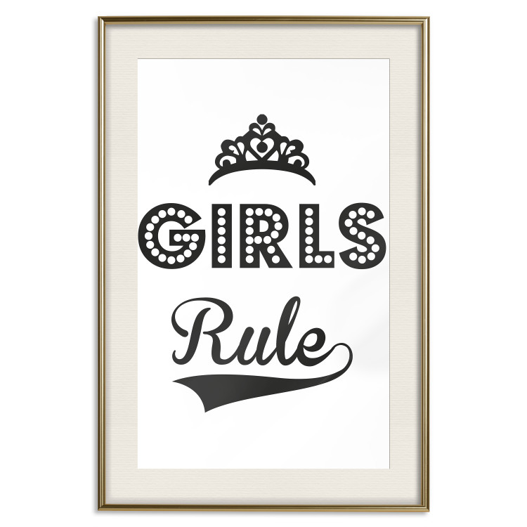 Wall Poster Girls Rule - black and white composition with decorative English texts 114736 additionalImage 19