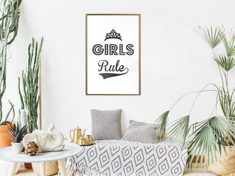 Wall Poster Girls Rule - black and white composition with decorative English texts 114736 additionalImage 15