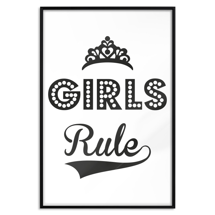 Wall Poster Girls Rule - black and white composition with decorative English texts 114736 additionalImage 18
