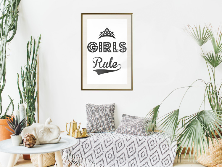 Wall Poster Girls Rule - black and white composition with decorative English texts 114736 additionalImage 21