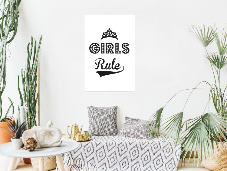 Wall Poster Girls Rule - black and white composition with decorative English texts 114736 additionalImage 8