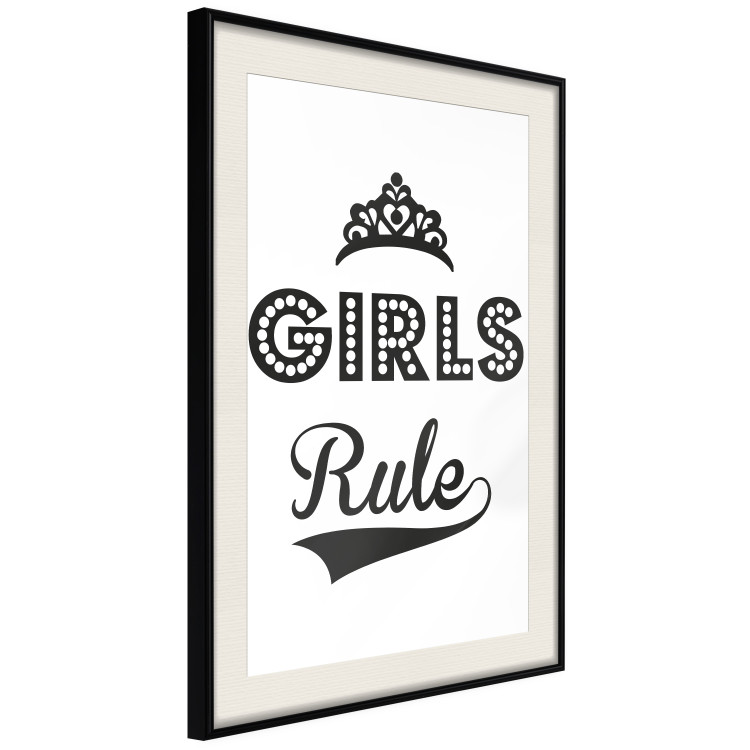 Wall Poster Girls Rule - black and white composition with decorative English texts 114736 additionalImage 13