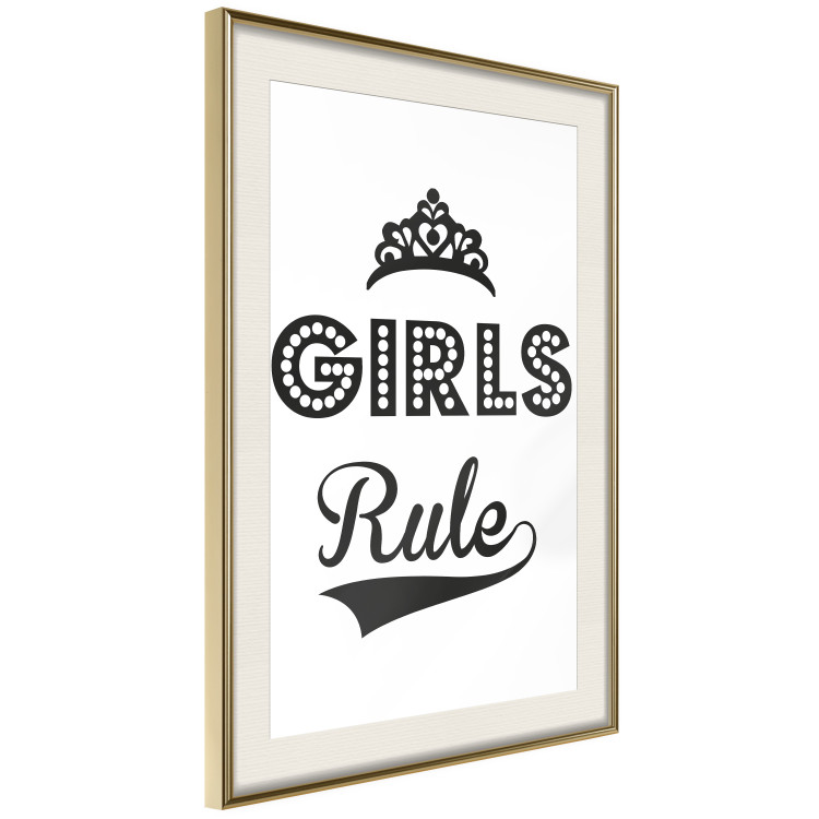 Wall Poster Girls Rule - black and white composition with decorative English texts 114736 additionalImage 14