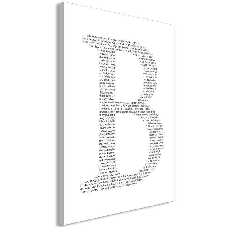 Canvas Print Second Letter of the Alphabet (1-part) - Black and White English Texts 114836 additionalImage 2