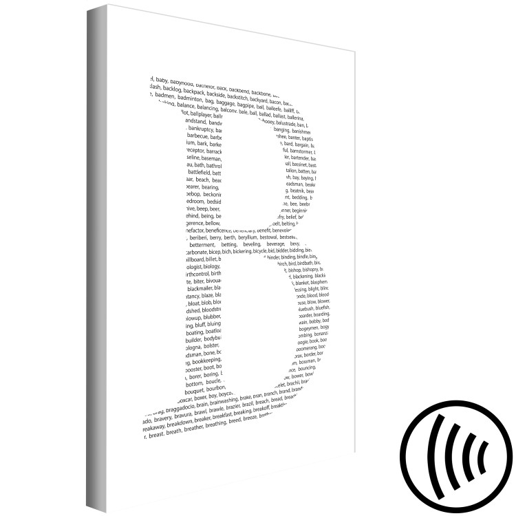 Canvas Print Second Letter of the Alphabet (1-part) - Black and White English Texts 114836 additionalImage 6