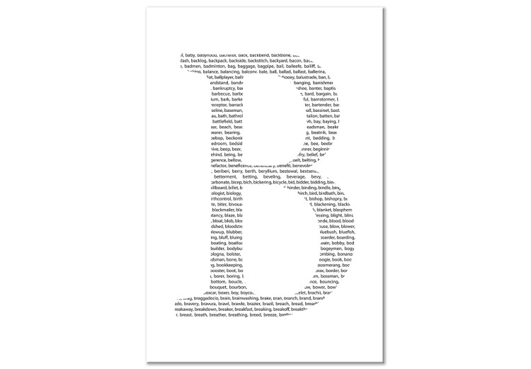 Canvas Print Second Letter of the Alphabet (1-part) - Black and White English Texts 114836