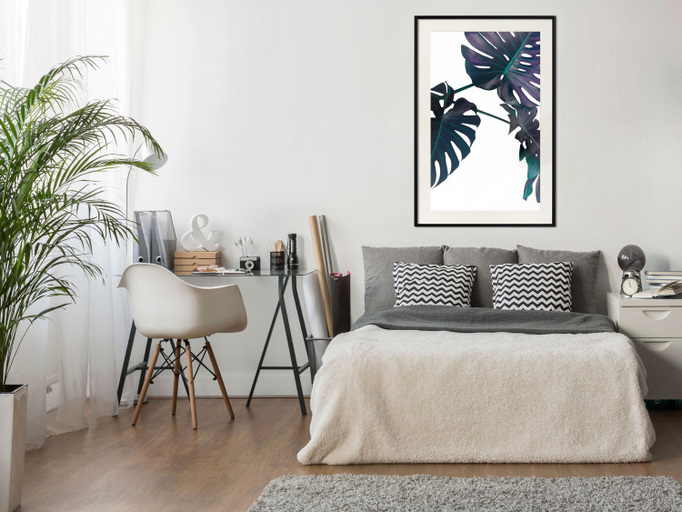 Poster Evergreen - composition with dark tropical leaves on a white background 115136 additionalImage 22