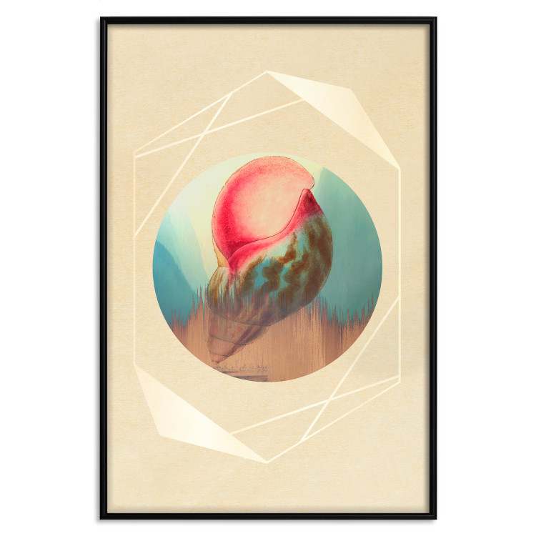 Wall Poster Colorful Shell - colorful snail shell on a geometric beige background 116636 additionalImage 18