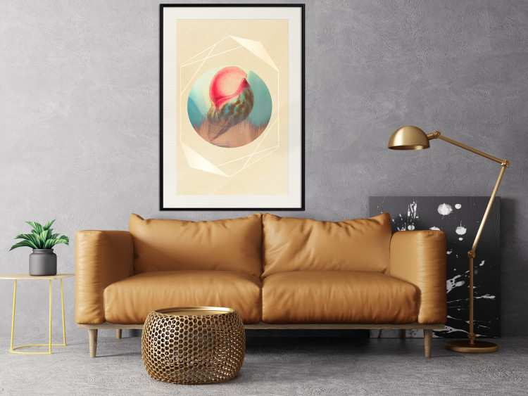 Wall Poster Colorful Shell - colorful snail shell on a geometric beige background 116636 additionalImage 22