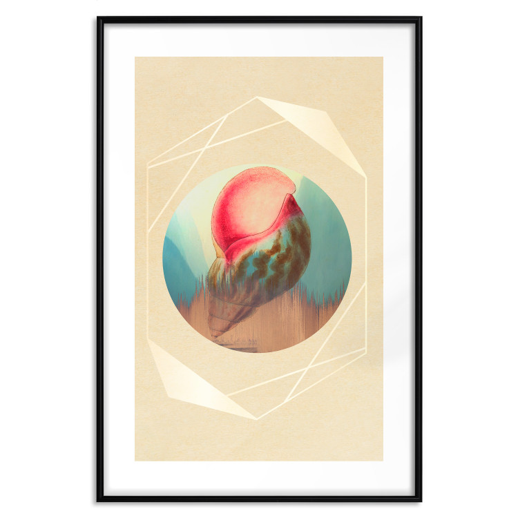 Wall Poster Colorful Shell - colorful snail shell on a geometric beige background 116636 additionalImage 17