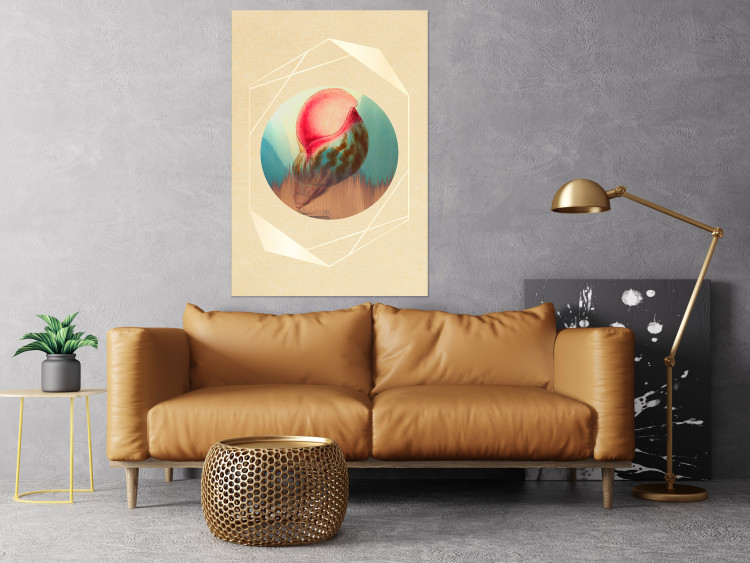Wall Poster Colorful Shell - colorful snail shell on a geometric beige background 116636 additionalImage 23