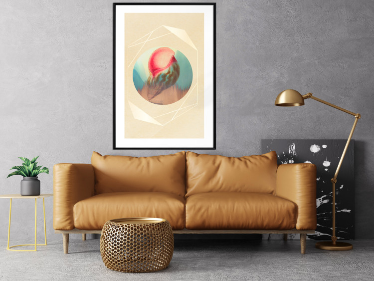 Wall Poster Colorful Shell - colorful snail shell on a geometric beige background 116636 additionalImage 6