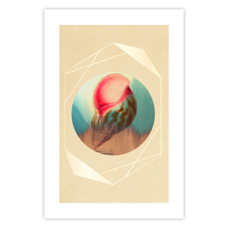 Wall Poster Colorful Shell - colorful snail shell on a geometric beige background 116636 additionalImage 19