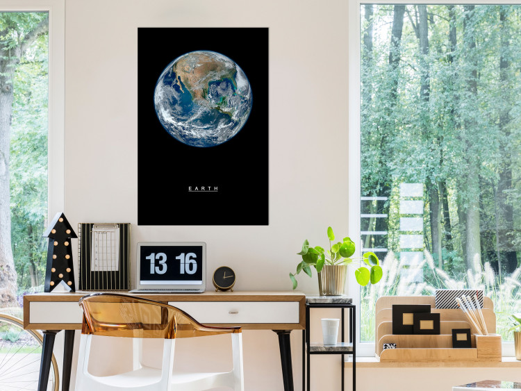 Wall Poster Earth - text and blue-green planet against a black space backdrop 116736 additionalImage 17