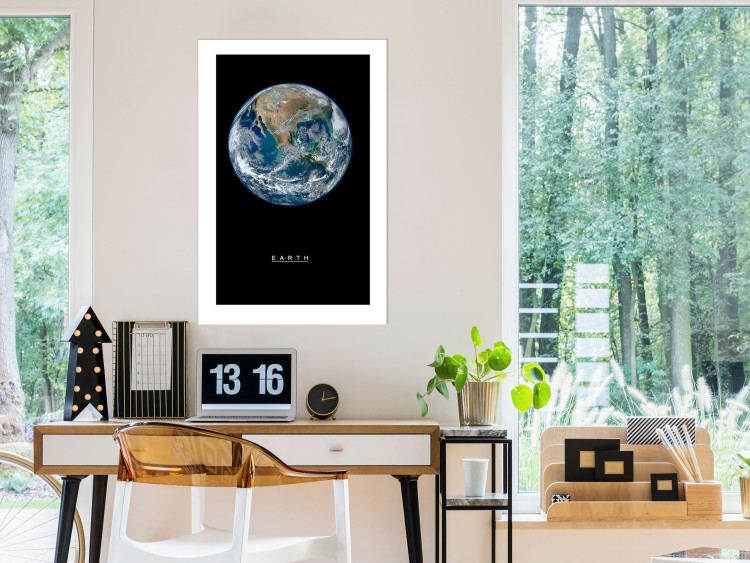 Wall Poster Earth - text and blue-green planet against a black space backdrop 116736 additionalImage 2
