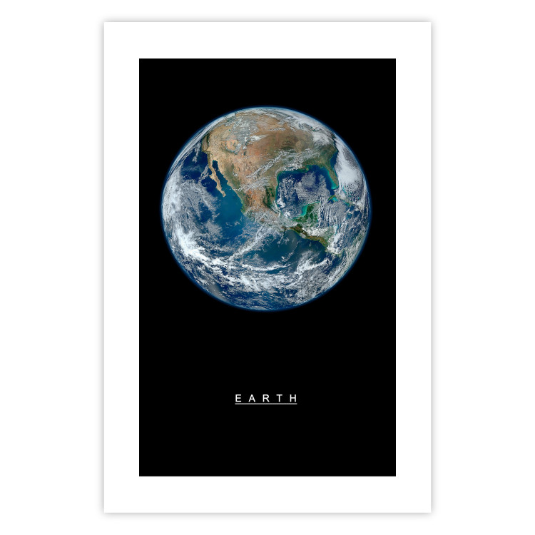 Wall Poster Earth - text and blue-green planet against a black space backdrop 116736 additionalImage 19