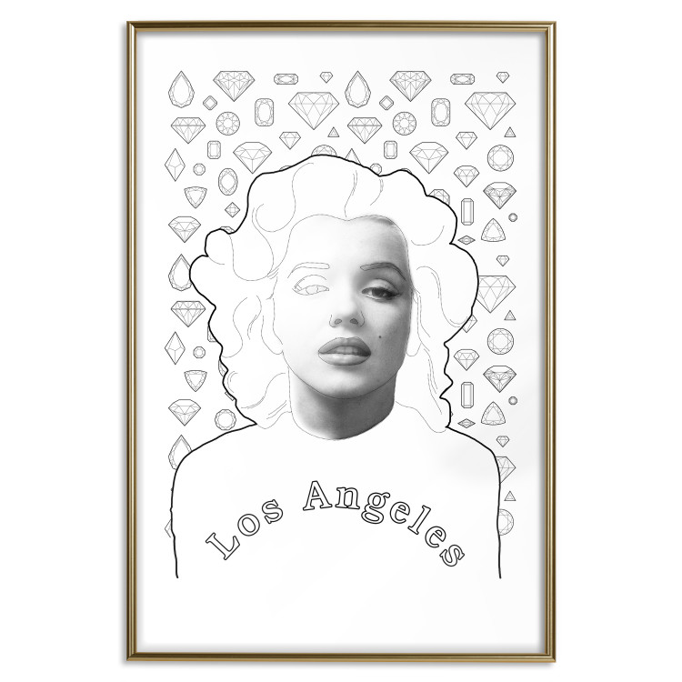 Wall Poster Marilyn Monroe - black and white composition with a woman against a background of diamonds 117436 additionalImage 20