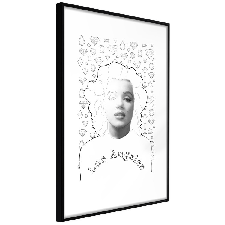 Wall Poster Marilyn Monroe - black and white composition with a woman against a background of diamonds 117436 additionalImage 13