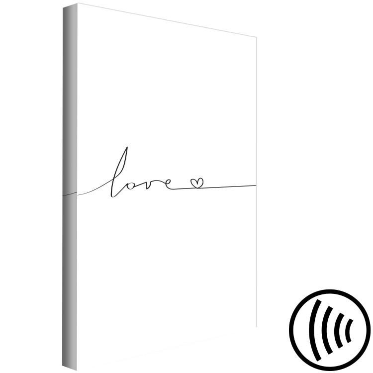 Canvas Art Print Love from the Line (1-part) - Black and White English Text with Heart 122836 additionalImage 6