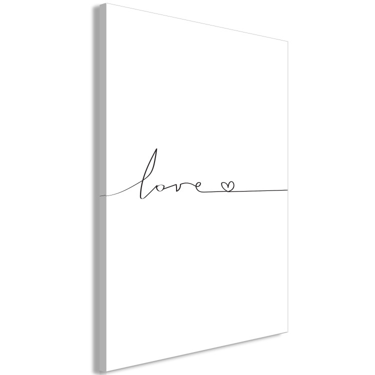 Canvas Art Print Love from the Line (1-part) - Black and White English Text with Heart 122836 additionalImage 2