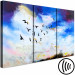 Canvas Print Bird flight - triptych with a sky landscape, birds and rays of the sun 123436 additionalThumb 6