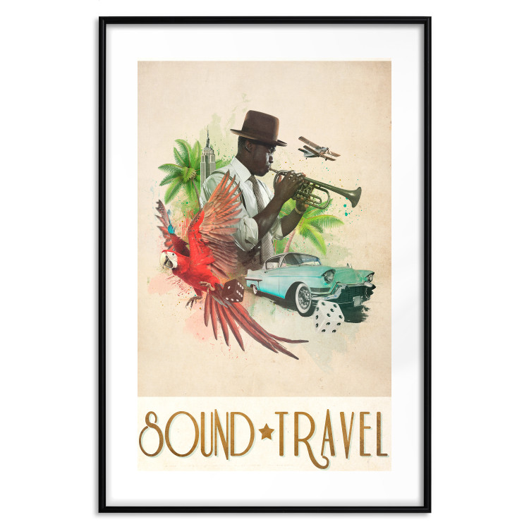 Wall Poster Sound Travel - animals and musician in tropical setting with captions 123636 additionalImage 18
