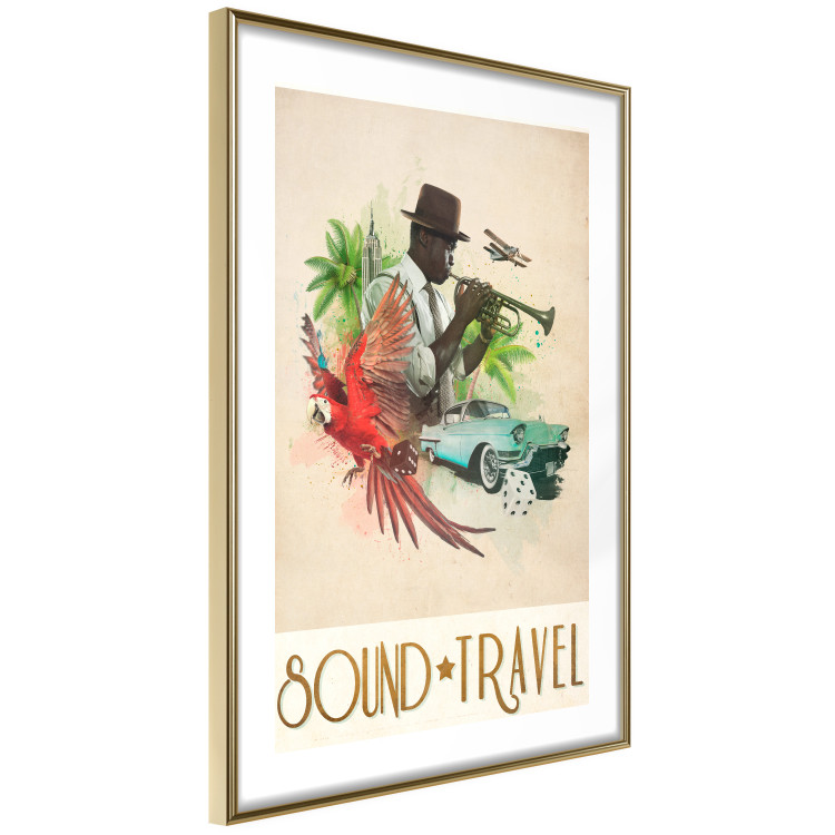 Wall Poster Sound Travel - animals and musician in tropical setting with captions 123636 additionalImage 8