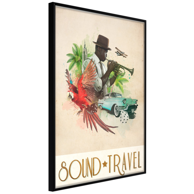 Wall Poster Sound Travel - animals and musician in tropical setting with captions 123636 additionalImage 10