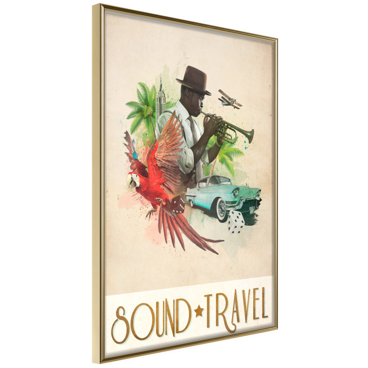 Wall Poster Sound Travel - animals and musician in tropical setting with captions 123636 additionalImage 12