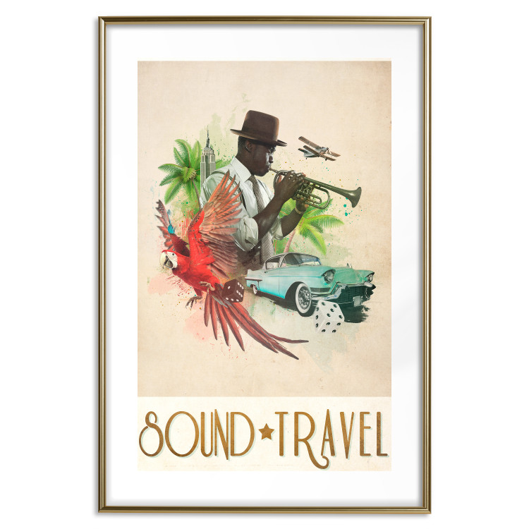 Wall Poster Sound Travel - animals and musician in tropical setting with captions 123636 additionalImage 17