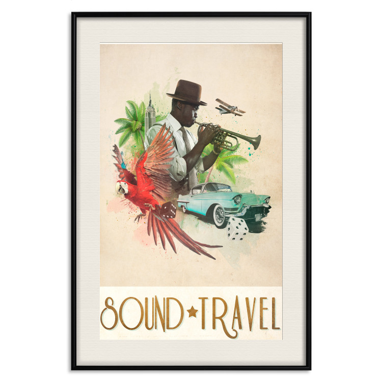 Wall Poster Sound Travel - animals and musician in tropical setting with captions 123636 additionalImage 19