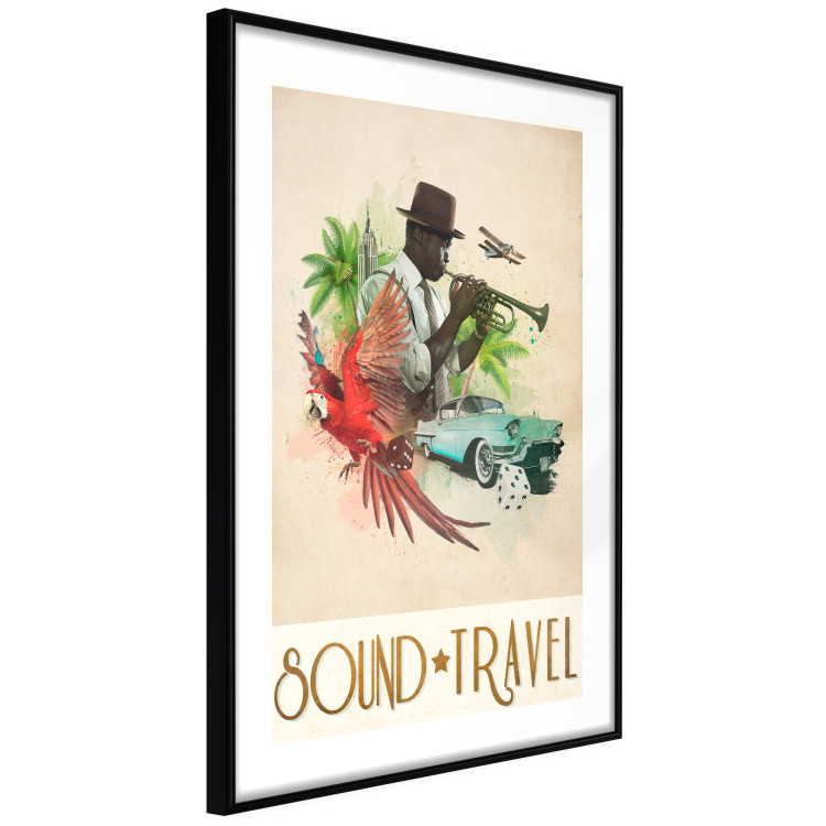 Wall Poster Sound Travel - animals and musician in tropical setting with captions 123636 additionalImage 13